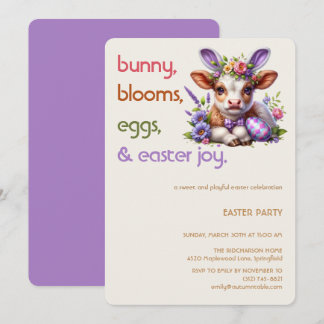 Easter Bunny Cow Invitation | Kid easter party