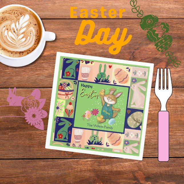 Easter Bunny  Custom Colourful   Napkin (Easter Bunny Custom Colorful Napkins)
