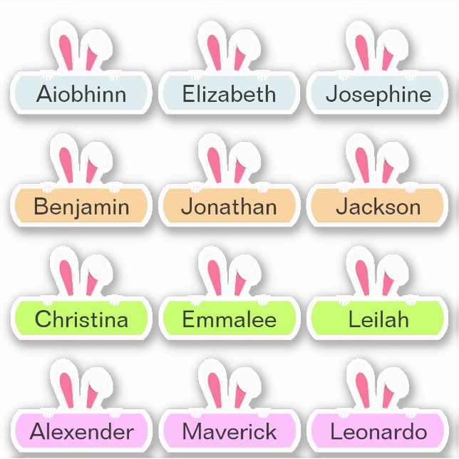 Easter Bunny Custom Multiple Name Stickers (Front)