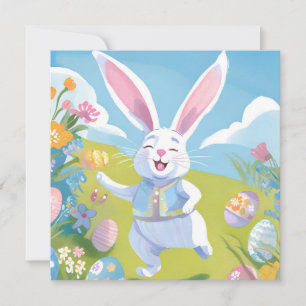 Easter Bunny Cute Easter Pastel Wildflower Card