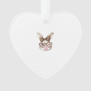 Easter Bunny Cute Glasses Leopard Bunny Rabbit Eas Ornament