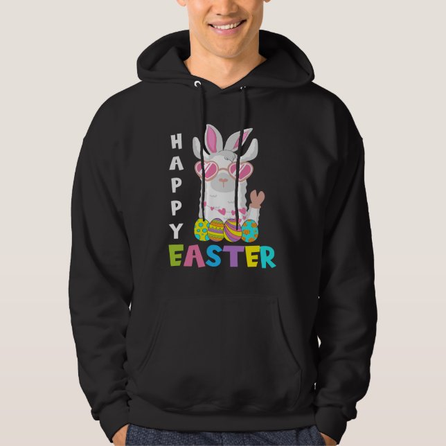 Easter Bunny Cute Rabbit Sloth Riding Llama Easter Hoodie (Front)
