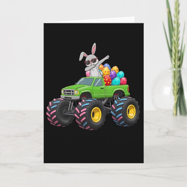 Easter Bunny Dabbing Monster Truck Easter Eggs Rab Card (Front)