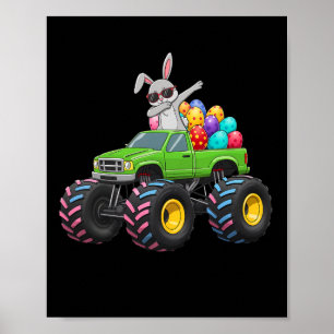 Easter Bunny Dabbing Monster Truck Easter Eggs Rab Poster