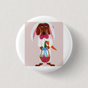 Easter bunny Dachshund  1 Inch Round Button