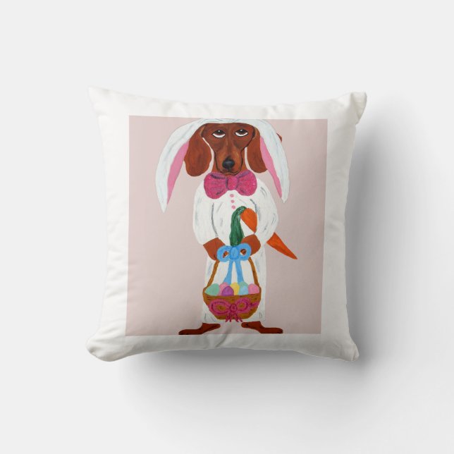 Easter bunny Dachshund  Throw Pillow (Front)