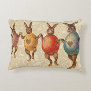 Easter Bunny Dancing Eggs Accent Pillow