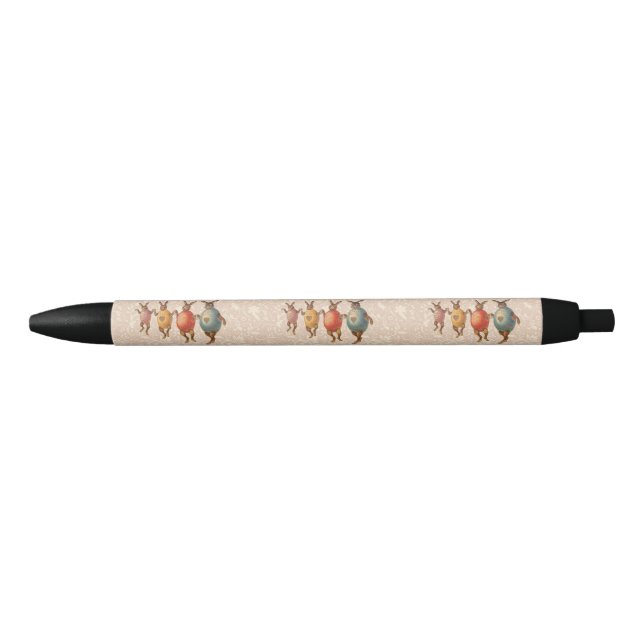 Easter Bunny Dancing Eggs Black Ink Pen (Front)