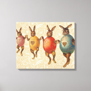 Easter Bunny Dancing Eggs Canvas Print
