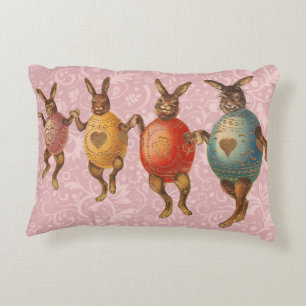 Easter Bunny Dancing Eggs Decorative Pillow