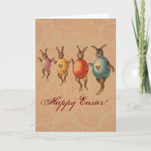 Easter Bunny Dancing Eggs Holiday Card