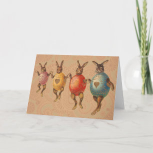 Easter Bunny Dancing Eggs Holiday Card