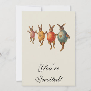 Easter Bunny Dancing Eggs Invitation