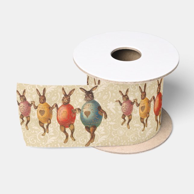 Easter Bunny Dancing Eggs Satin Ribbon (Spool)