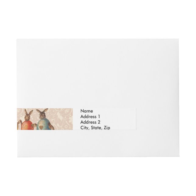 Easter Bunny Dancing Eggs Wraparound Address Label (Front)