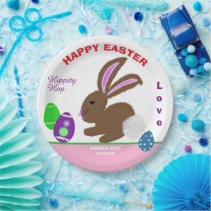 Easter Bunny Decorated Eggs Name Paper Plate