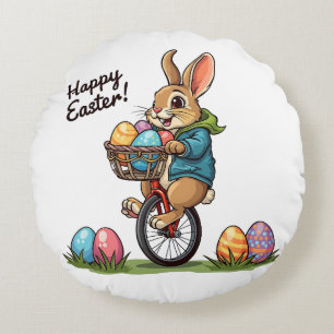 Easter Bunny Delivery Round Pillow