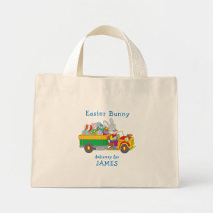 Easter Bunny Delivery Truck Personalized Name Mini Tote Bag