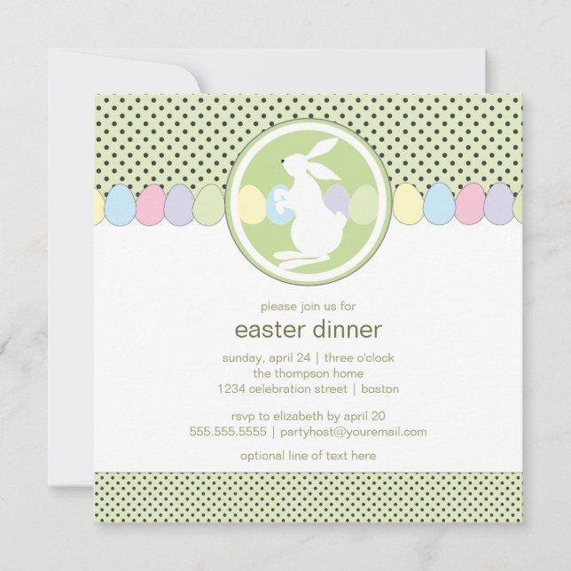 Easter Bunny Dinner or Brunch Invitation (Front)