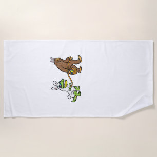 Easter Bunny Dino Bigfoot Sasquatch Trex Men Boys Beach Towel