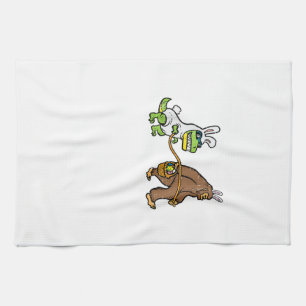 Easter Bunny Dino Bigfoot Sasquatch Trex Men Boys  Kitchen Towel