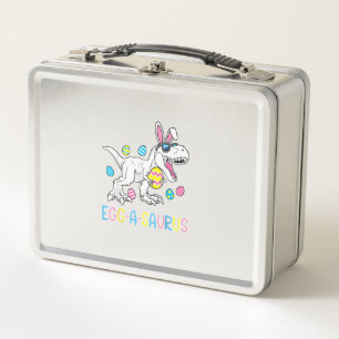 Easter Bunny Dinosaur Egg A Saurus TRex Kids Boys  Metal Lunch Box