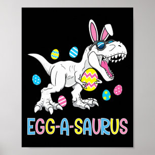 Easter Bunny Dinosaur Egg A Saurus Trex Kids Boys  Poster