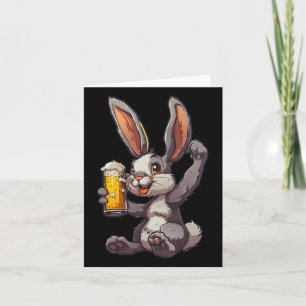 Easter Bunny Drinking A Cold Beer For Men's Day  Card