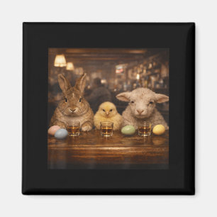 Easter bunny drinking iced cofffe men bunny easter magnet