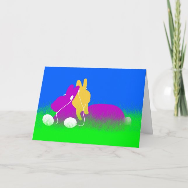 Easter Bunny Ear Buds Holiday Card (Front)