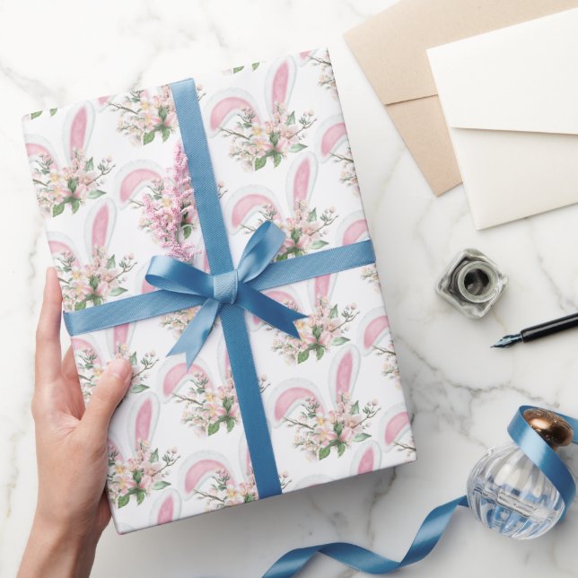 Easter Bunny Ears and Flowers Wrapping Paper (Gifting)