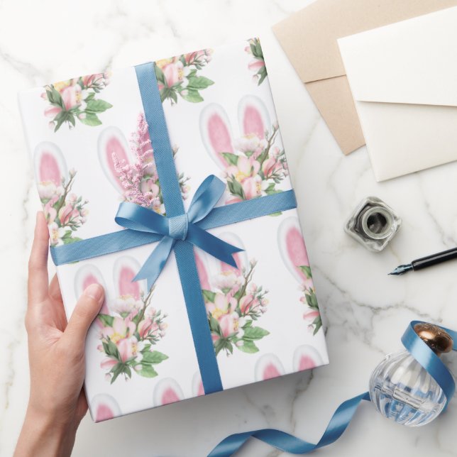 Easter Bunny Ears In Flowers  Wrapping Paper (Gifting)