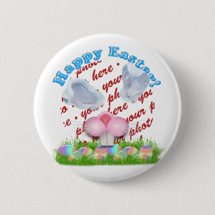 Easter Bunny (Ears & Nose Adjustable) Photo Frame 2 Inch Round Button
