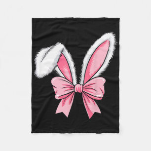 Easter Bunny Ears Pink Coquette Bow Easter Day Gir Fleece Blanket