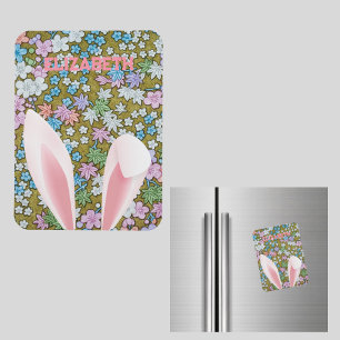 Easter Bunny Ears with Colourful Floral Background Magnet