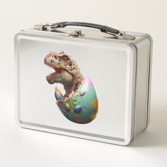 Easter Bunny Easter Dinosaur Egg Easter friend  Metal Lunch Box (Front)