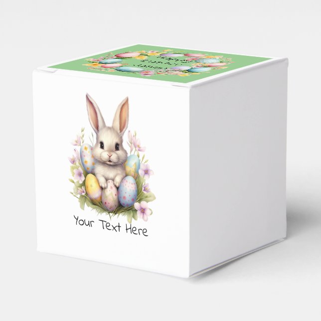 Easter Bunny & Easter Eggs Artwork Favor Box (Front Side)