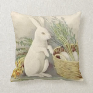 Easter Bunny Egg Basket Daffodil Jonquil Throw Pillow