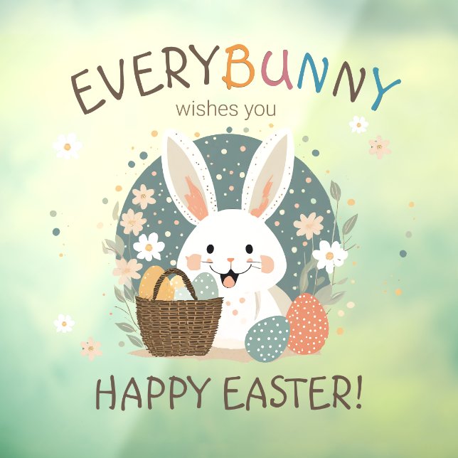 Easter Bunny Egg Basket ID1013 Window Cling (Sheet 3)