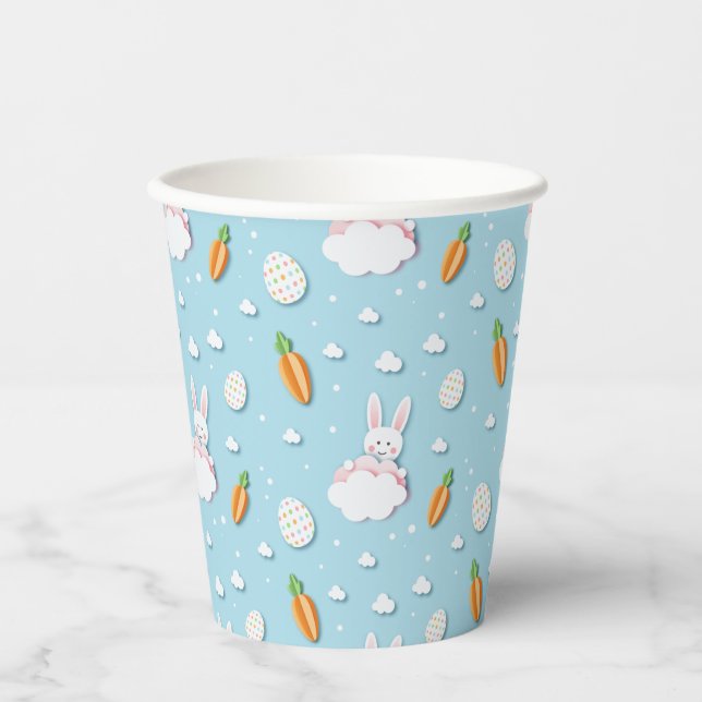 Easter Bunny, Egg & Carrot Pattern Cut-out Paper Cups (Front)