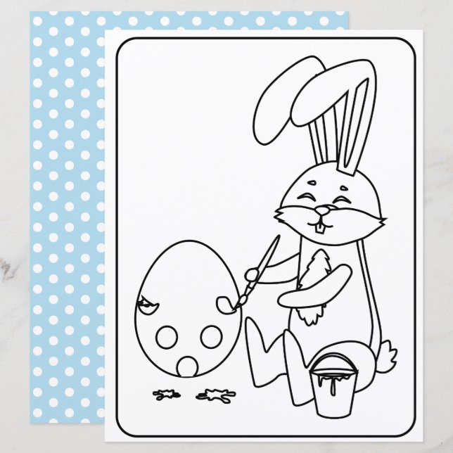 Easter Bunny & Egg Colouring Page Paper For Kids  (Front/Back)