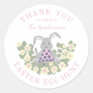 Easter Bunny Egg Hunt Floral Thank You Classic Round Sticker
