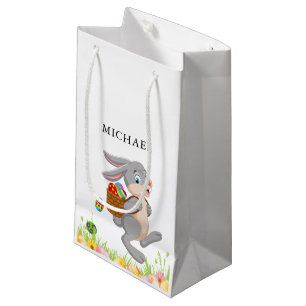 Easter Bunny Egg Hunt Personalized Kid Name Small Gift Bag