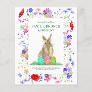Easter Bunny Egg Hunt Spring Brunch Floral Budget Flyer