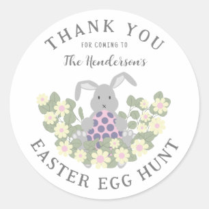 Easter Bunny Egg Hunt Spring Floral Thank You Classic Round Sticker