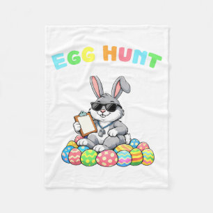 Easter Bunny Egg Hunt Supervisor Funny Dad Mom Men Fleece Blanket