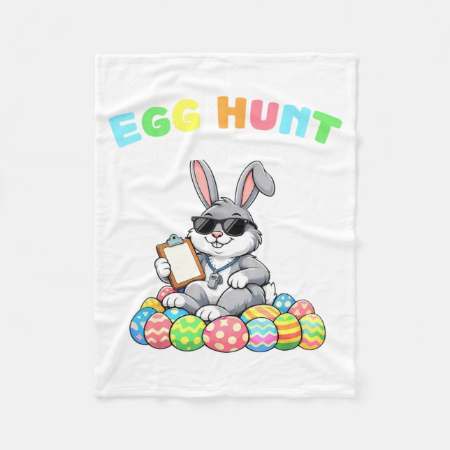Easter Bunny Egg Hunt Supervisor Funny Dad Mom Men Fleece Blanket (Front)