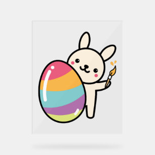 Easter Bunny Egg Painting Easter Egg Cute Adorable Acrylic Sign