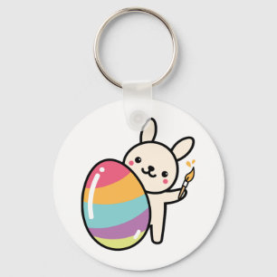 Easter Bunny Egg Painting Easter Egg Cute Adorable Keychain