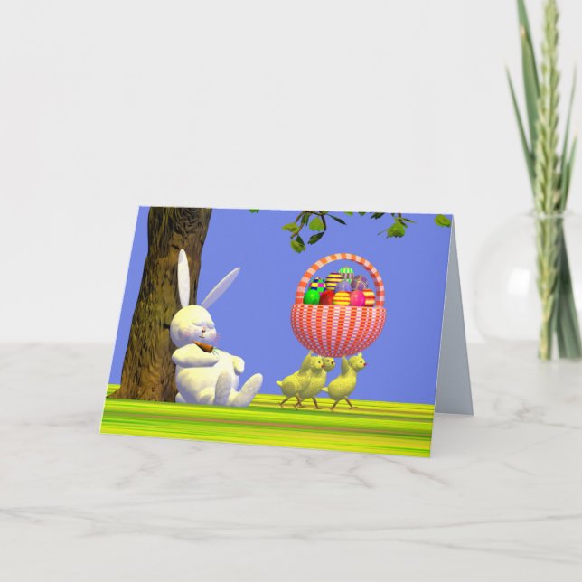 Easter Bunny Egg Robbers Holiday Card (Front)